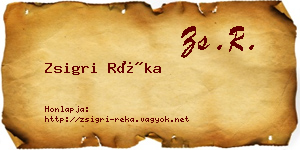 Zsigri Réka névjegykártya